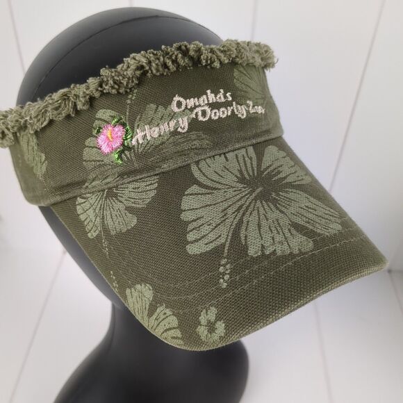 Omaha Henry Doorly Zoo Women's Visor Adjustable Olive Tropical Floral Distressed - Picture 2 of 8